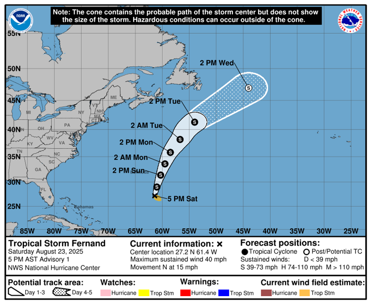 Se forma la tormenta tropical Fernand en el Atlántico